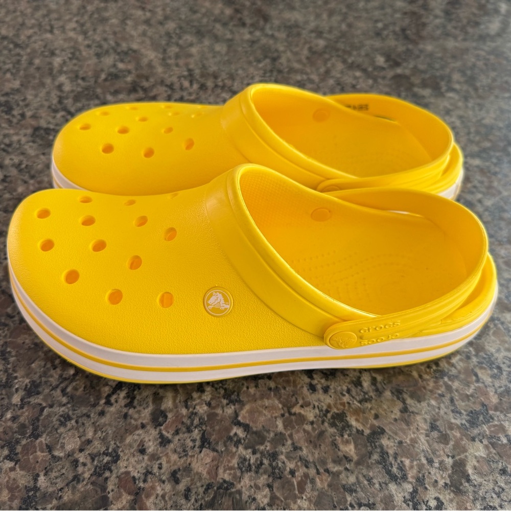 Yellow Crocband Crocs. Men’s 11 - Picture 2 of 6